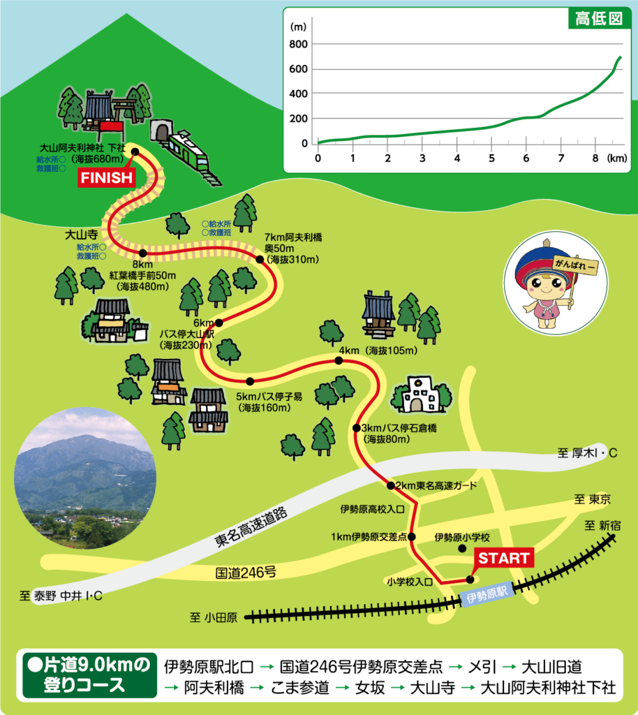 Oyama Tozan marathon coursemap - 3776D
