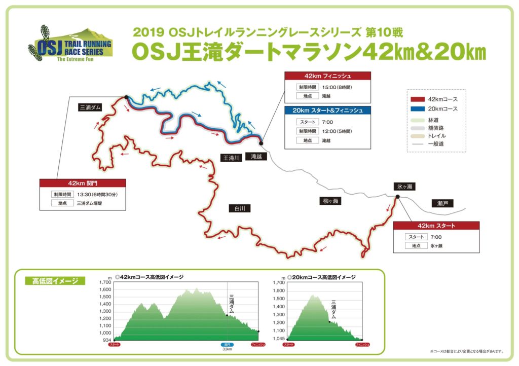 OSJ王滝ダートマラソン42km&20km map - 3776D