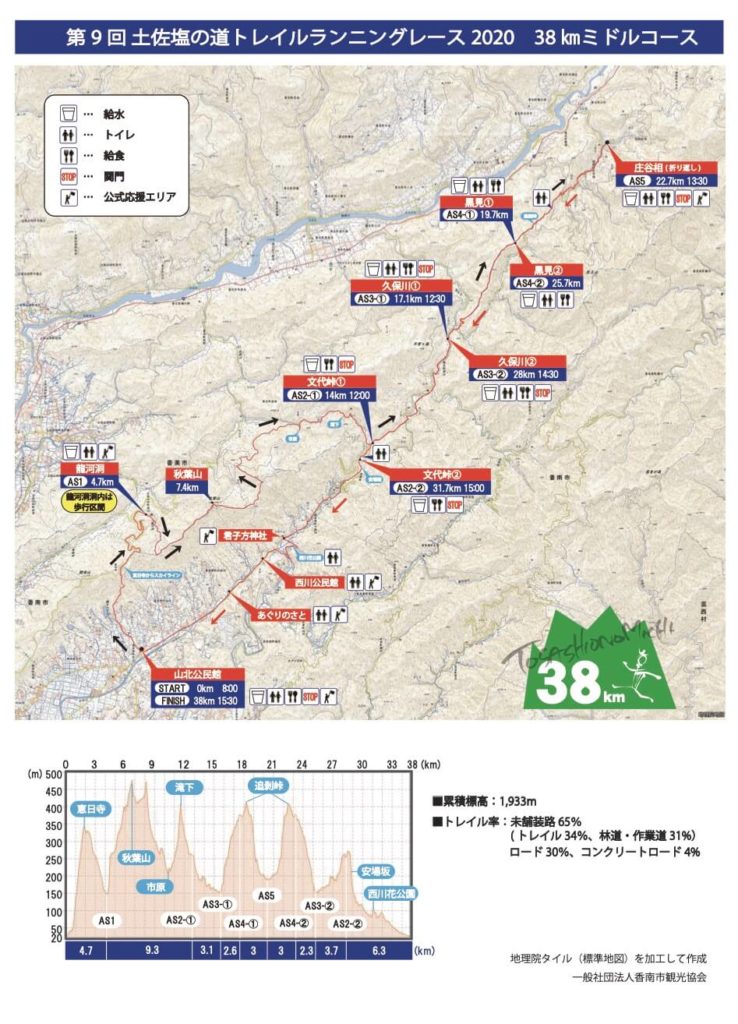 土佐塩の道トレイルランニングレース map - 3776D