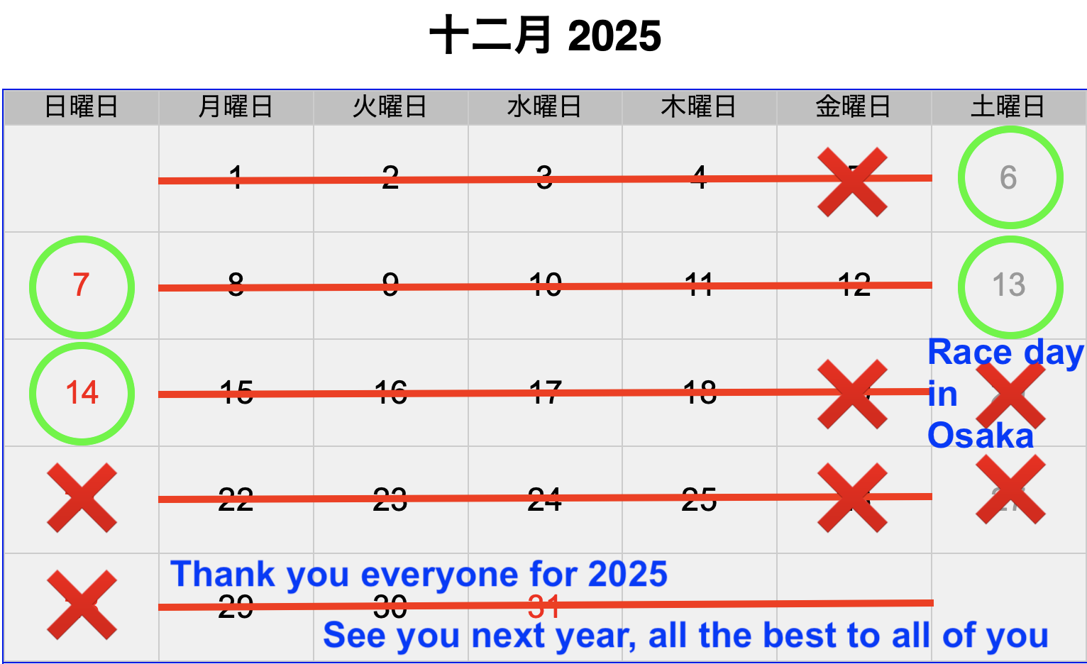 Planning décembre 2025